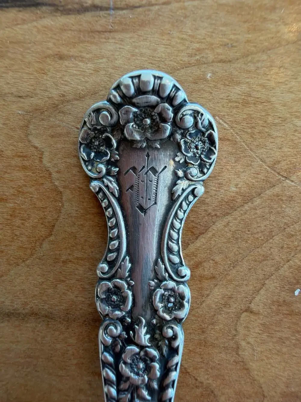 Gorham Floral Sterling Silver Teaspoon Pat 1899 Monogrammed 5.75